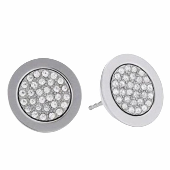 Michael Kors Jewelry - Michael Kors Silver Stainless Pave Earrings